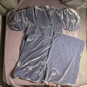 By Anthropologie The Femme Velvet Jumpsuit Blue US 10/UK 14